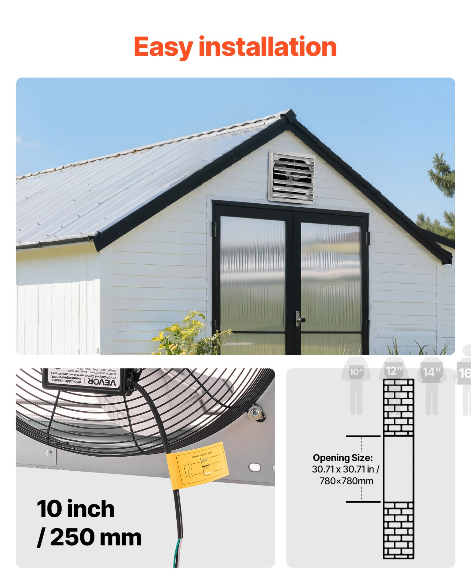 Ventilador extractor de 30 pulgadas con persiana | VEVOR