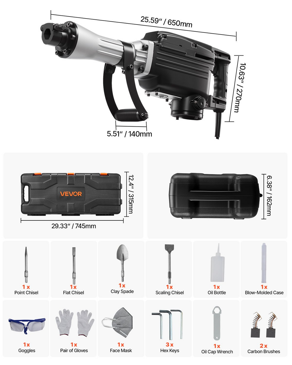 Martillo de demolición, 2800 W | VEVOR