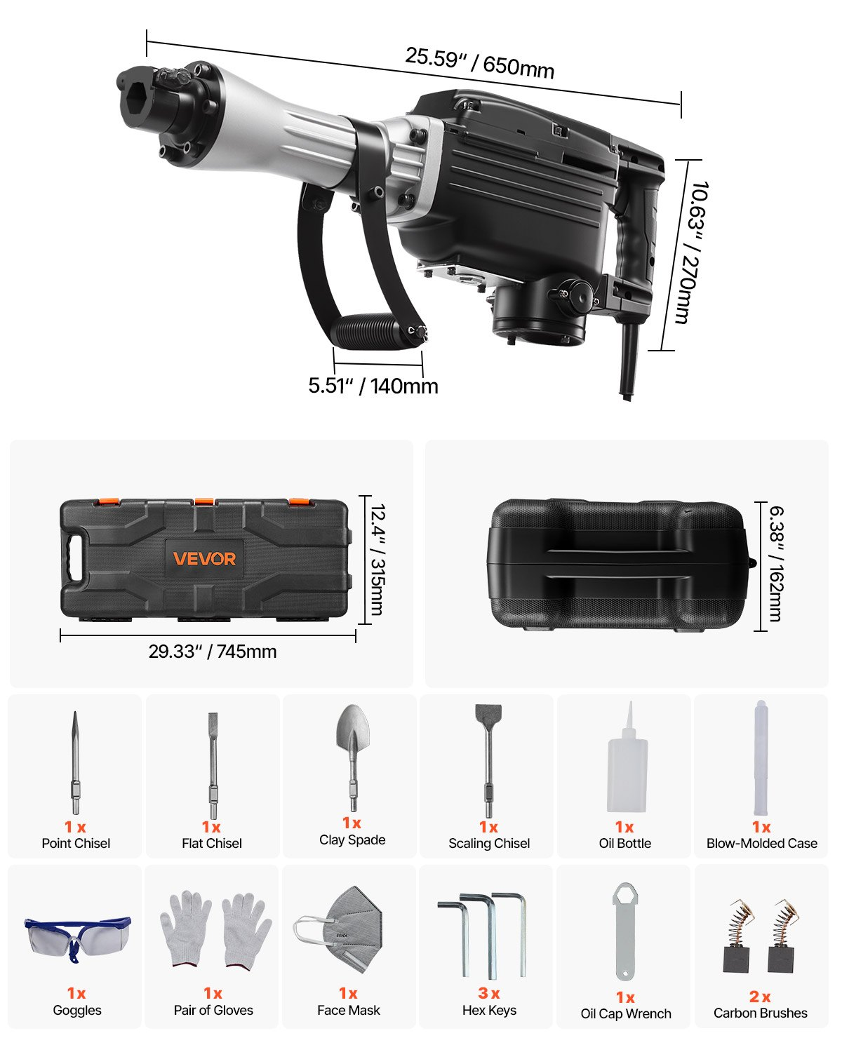 Martillo de demolición, 2800 W | VEVOR