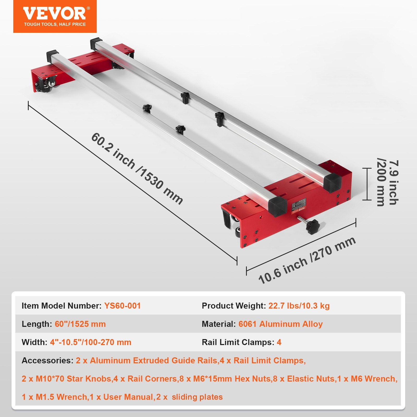Guía para fresadora, 60 pulgadas XBJHGYS60Y | VEVOR