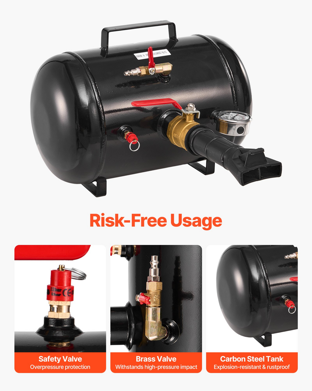 Inflador De Talón De Neumáticos 5 gal / 18.9 L, 116 PSI | VEVOR