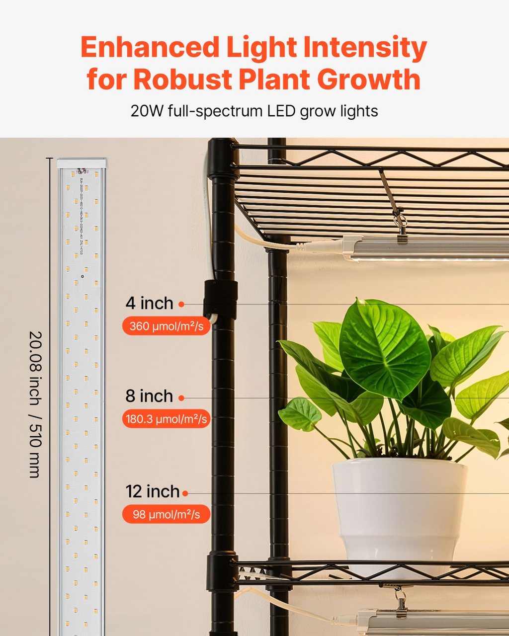 Estantería para plantas con luz de cultivo | VEVOR