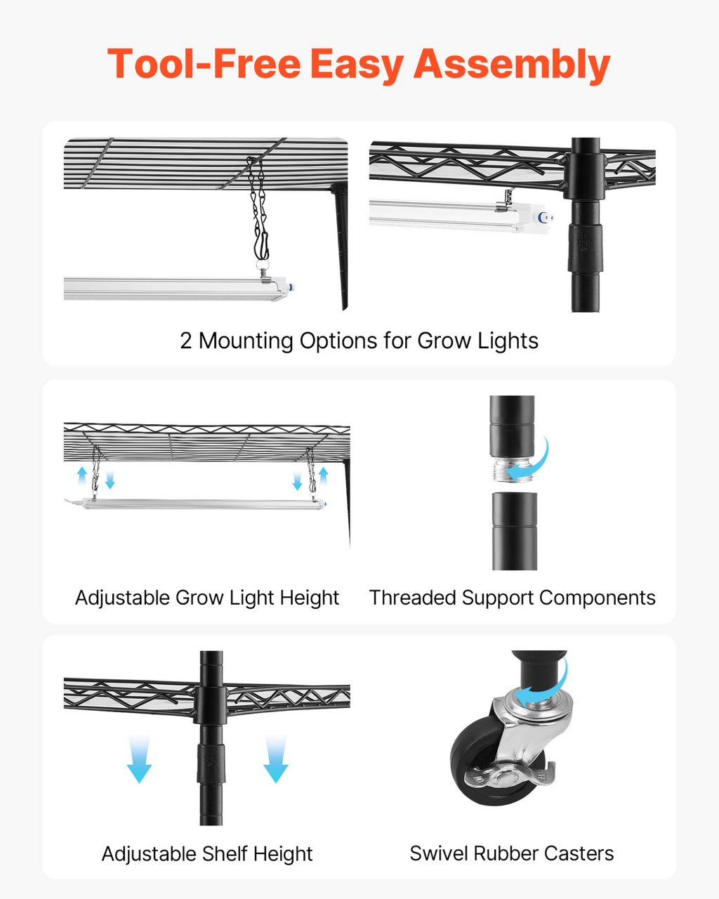 Estantería para plantas con luz de cultivo | VEVOR