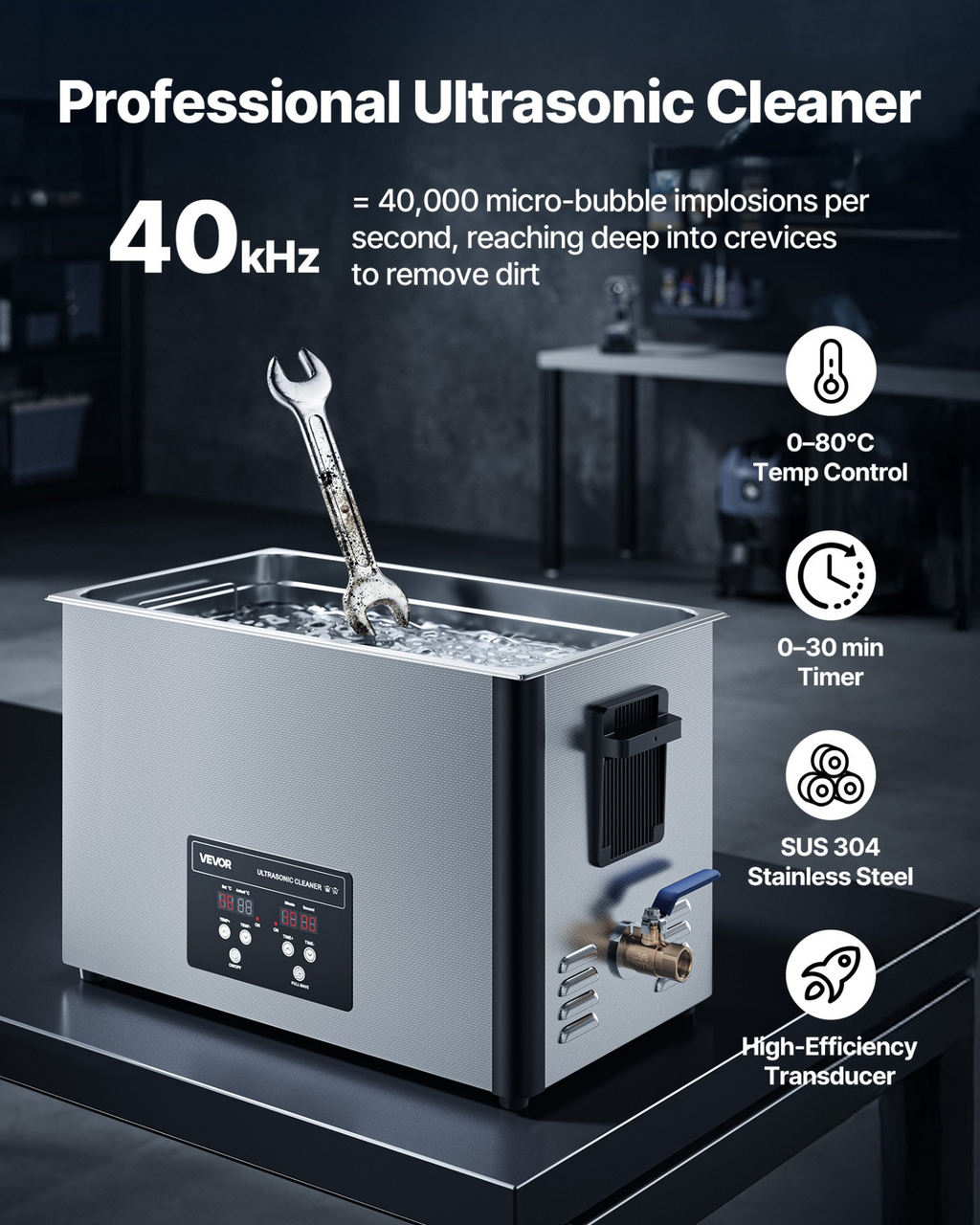 Limpiador ultrasónico 30L | VEVOR