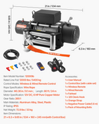 Cabrestante eléctrico, capacidad de carga de 12000 lbs | VEVOR