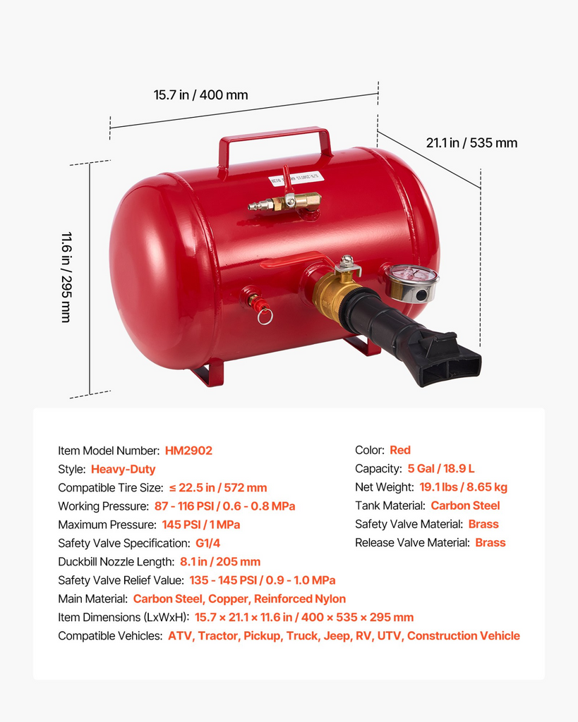 Inflador De Talón De Neumáticos 5 gal / 18.9 L LTBCQXZXS5