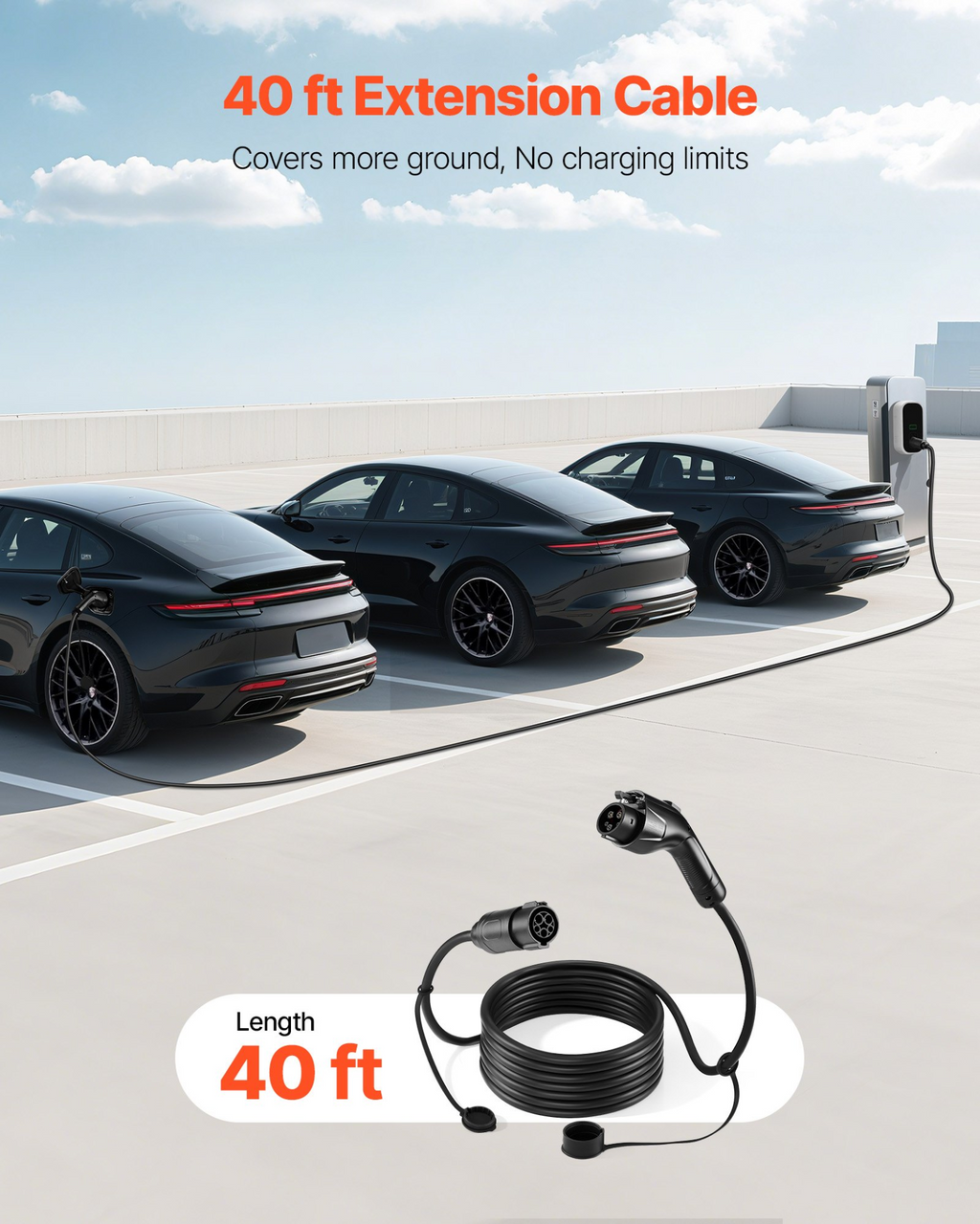 Cable de extensión para cargador de vehículos eléctricos | VEVOR