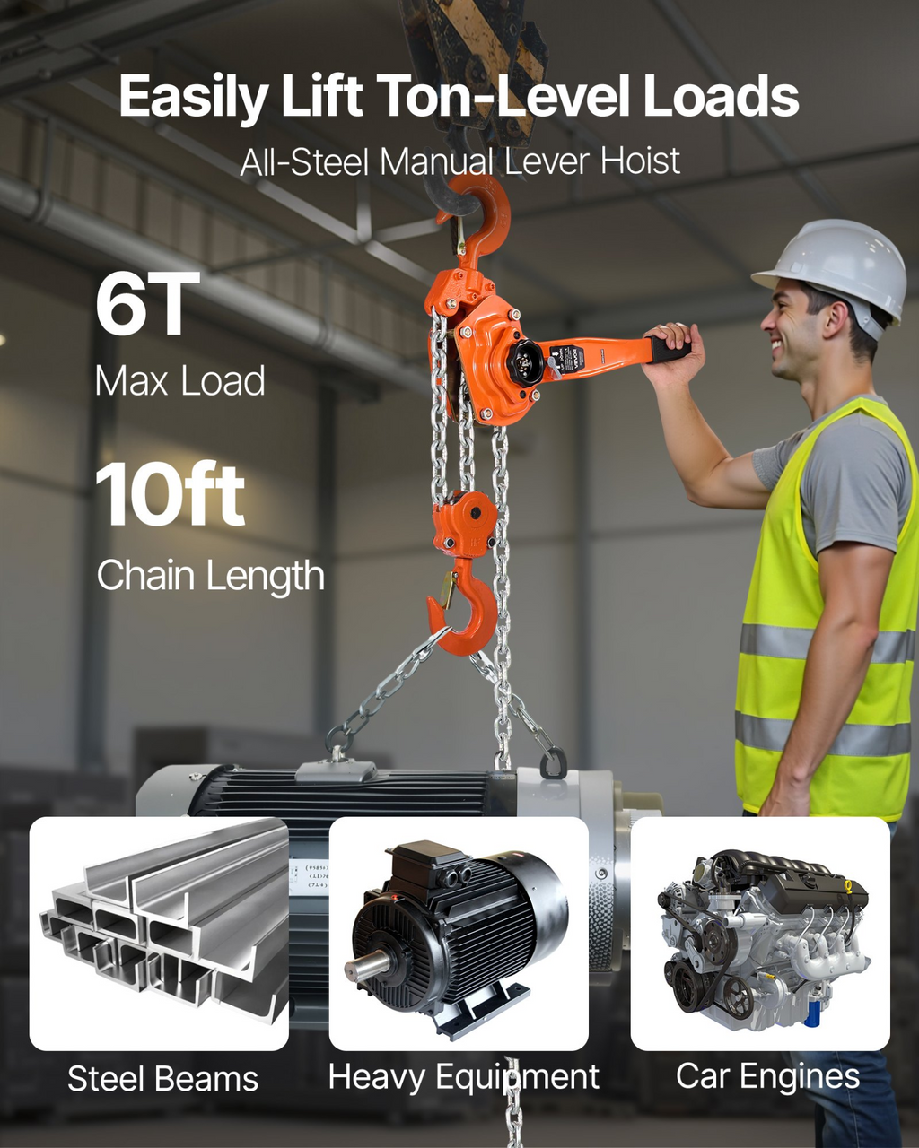 Polipasto de cadena manual, capacidad de 6T 13200LBS | VEVOR