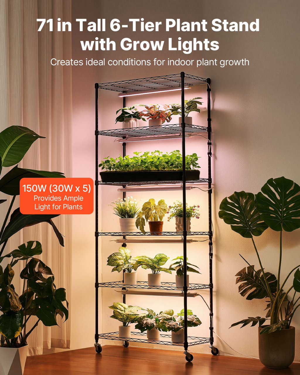 Estante para plantas con luz de cultivo | VEVOR