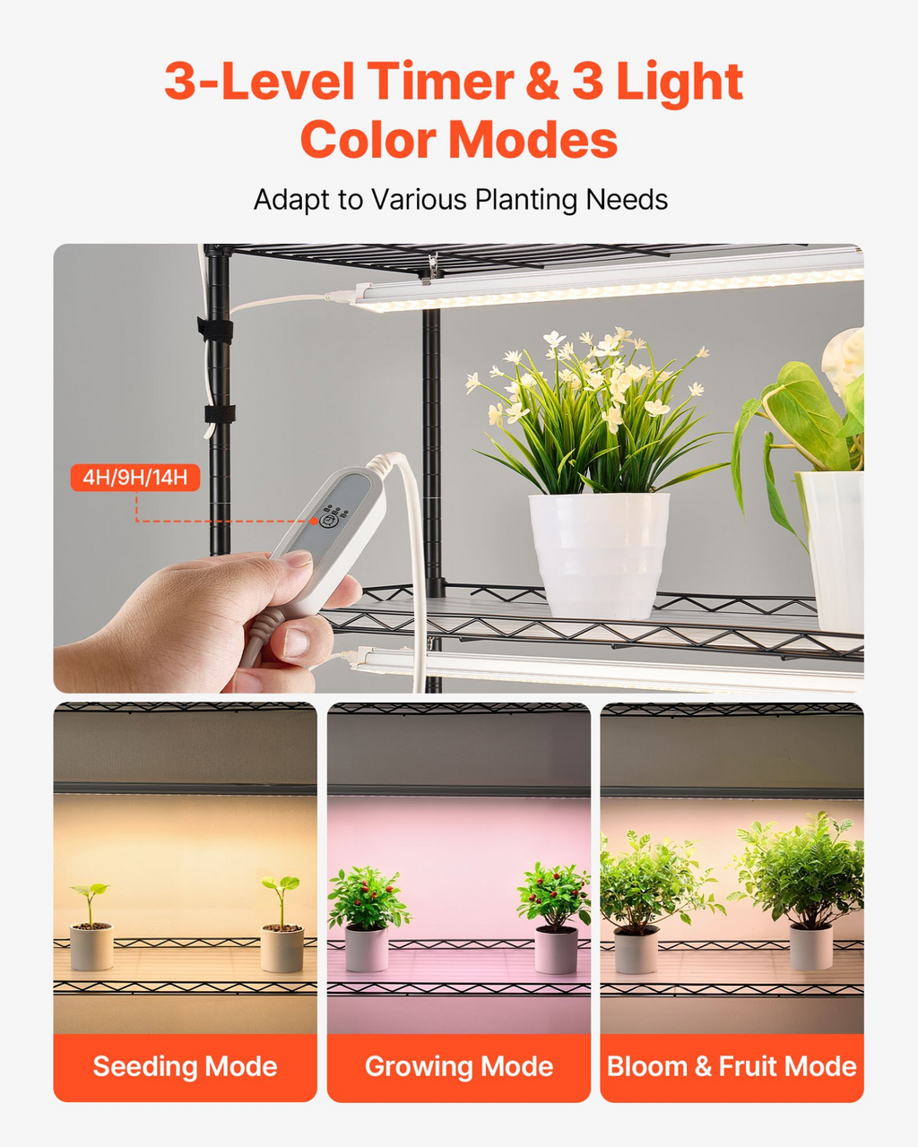 Estante para plantas con luz de cultivo | VEVOR