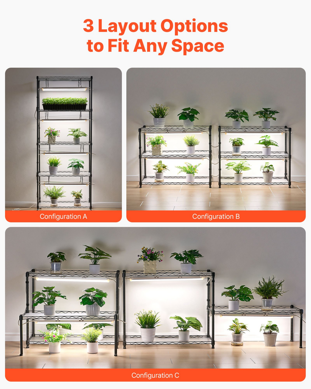 Estantería para plantas DIY con luces de cultivo | VEVOR