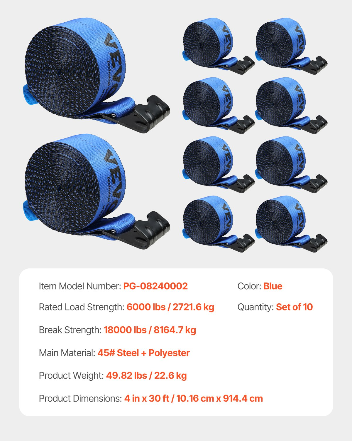 Correas para cabrestante, 4" x 30' | VEVOR