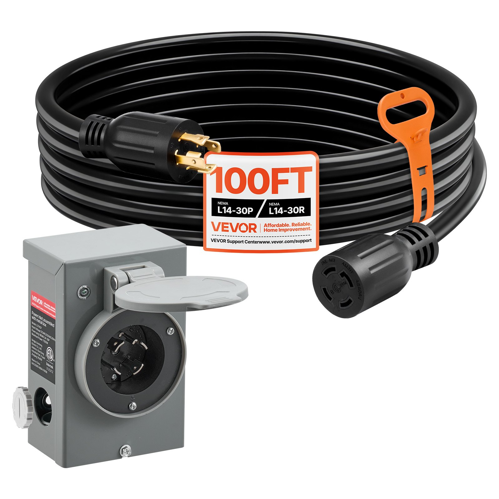 Cable de alimentación y caja de entrada de corriente | VEVOR