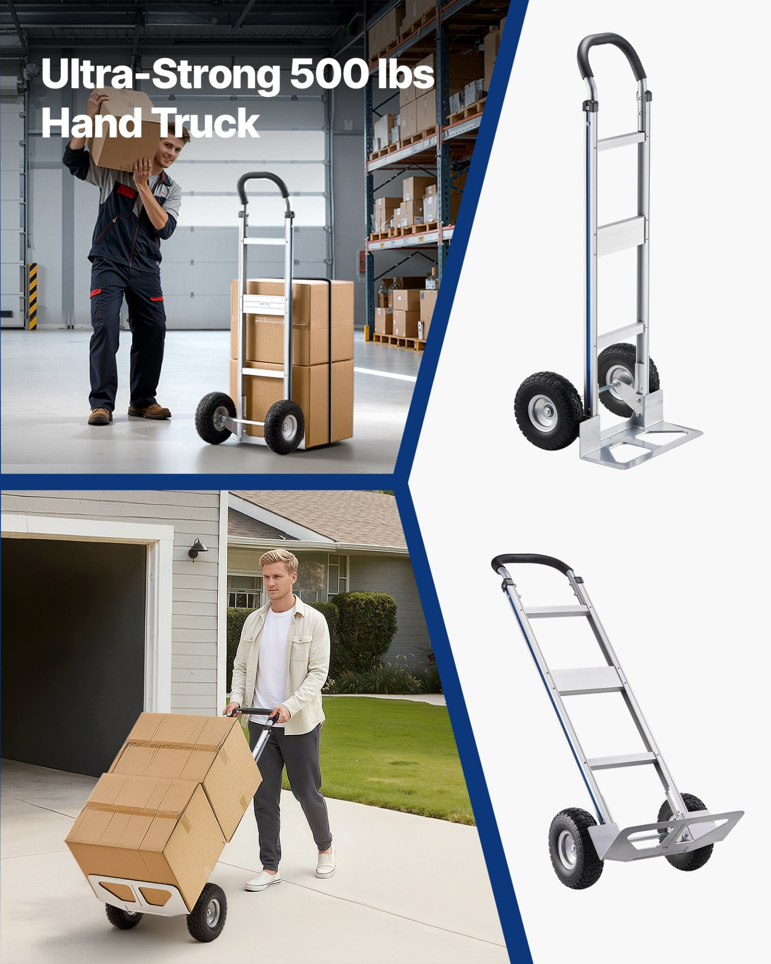 Carretilla de mano, capacidad de carga de 227 kg (500 lbs) | VEVOR