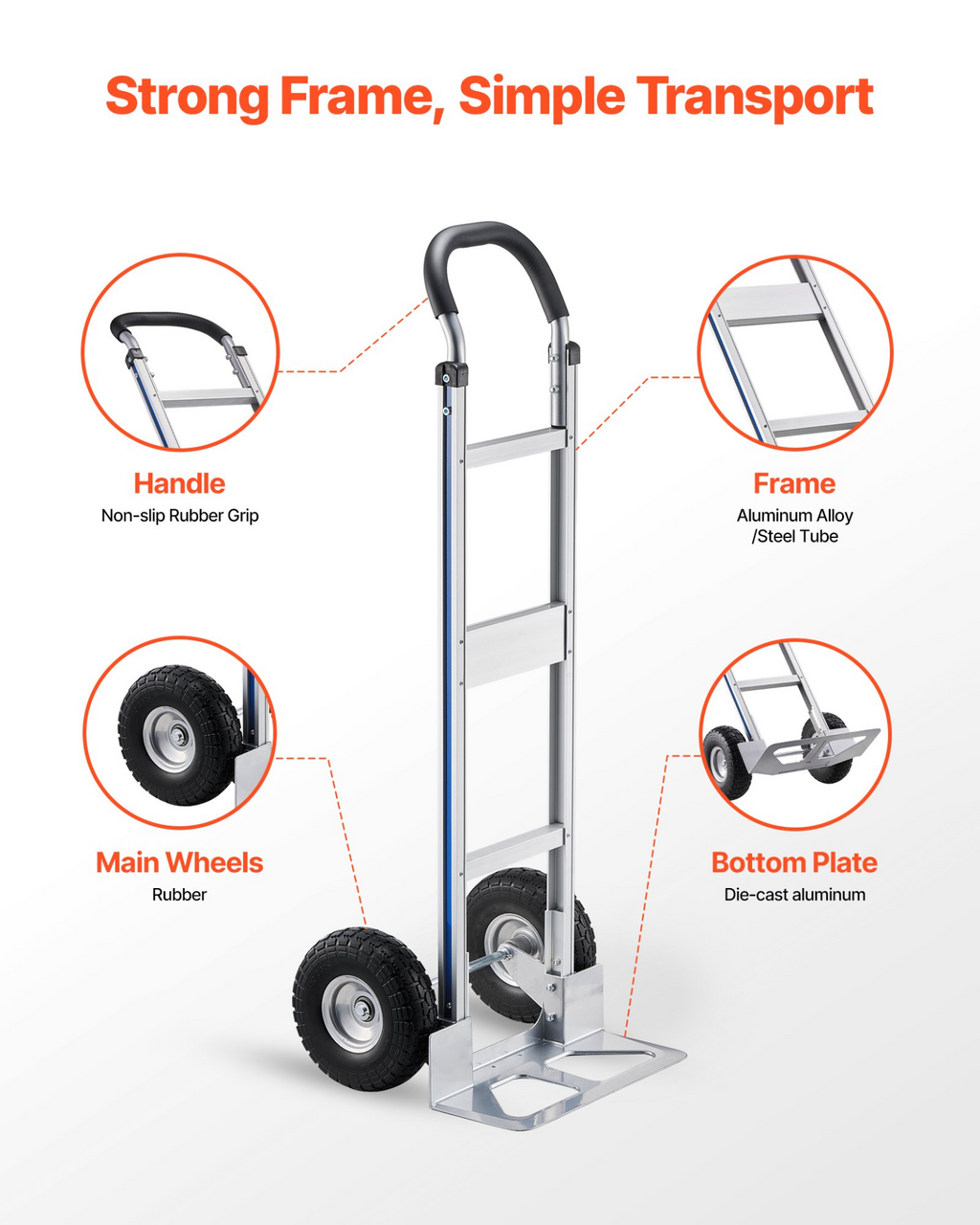 Carretilla de mano, capacidad de carga de 227 kg (500 lbs) | VEVOR