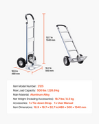 Carretilla de mano, capacidad de carga de 227 kg (500 lbs) | VEVOR