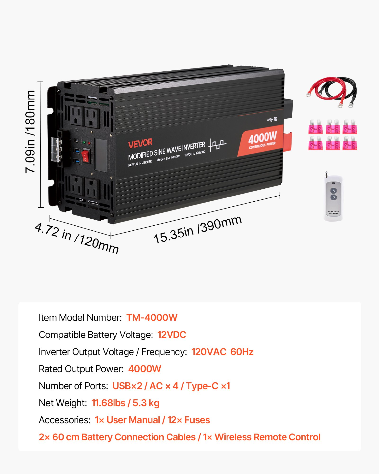 Inversor de potencia de 4000 W