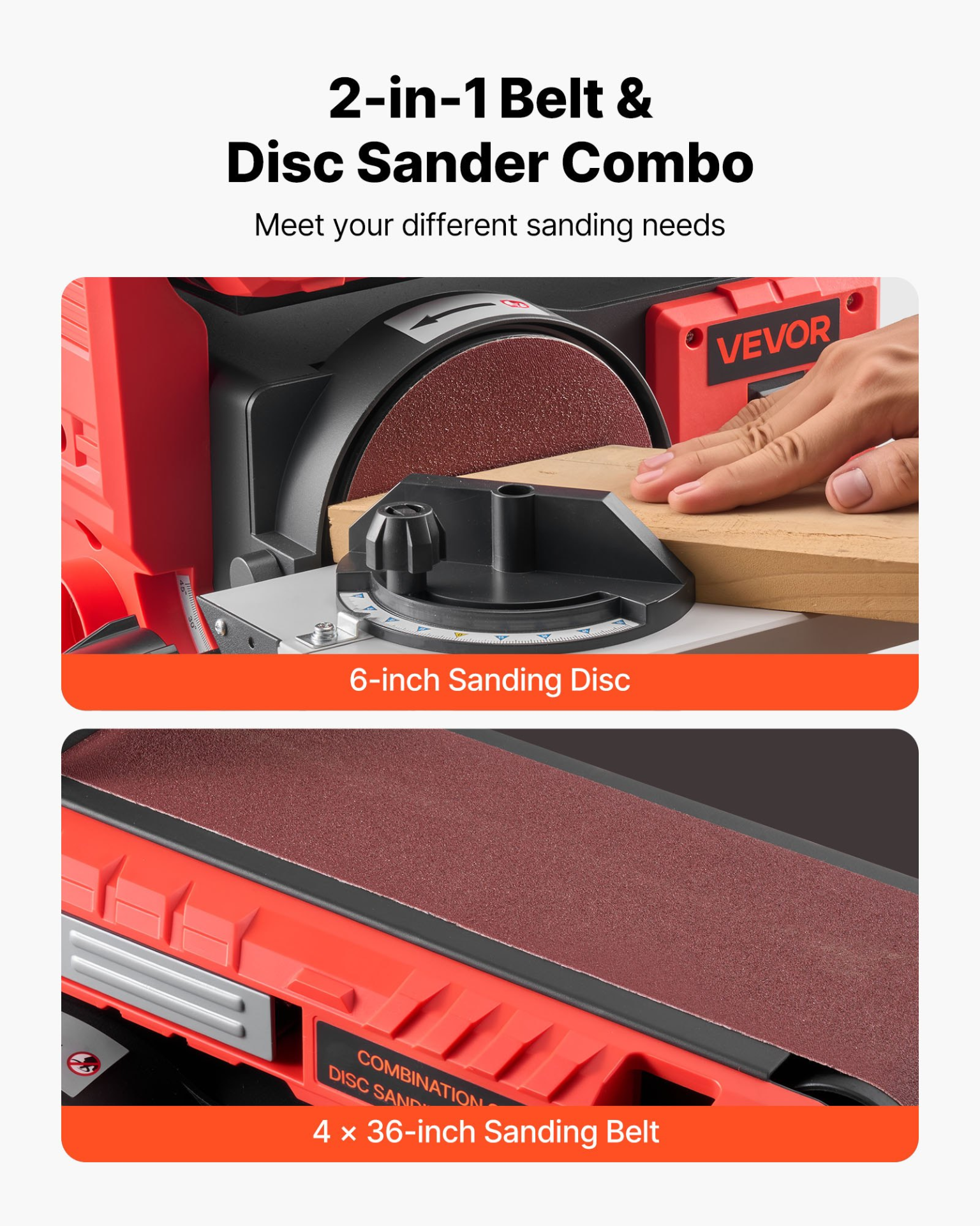 Lijadora de disco de 6" y lijadora de banda de 4" x 36"