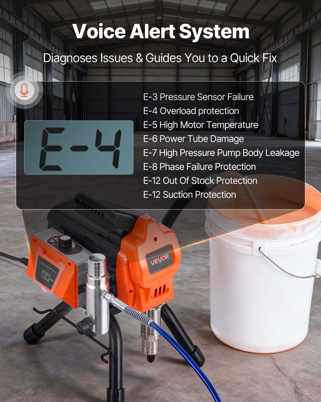 Pulverizador de pintura sin aire con soporte, 3300 PSI | VEVOR