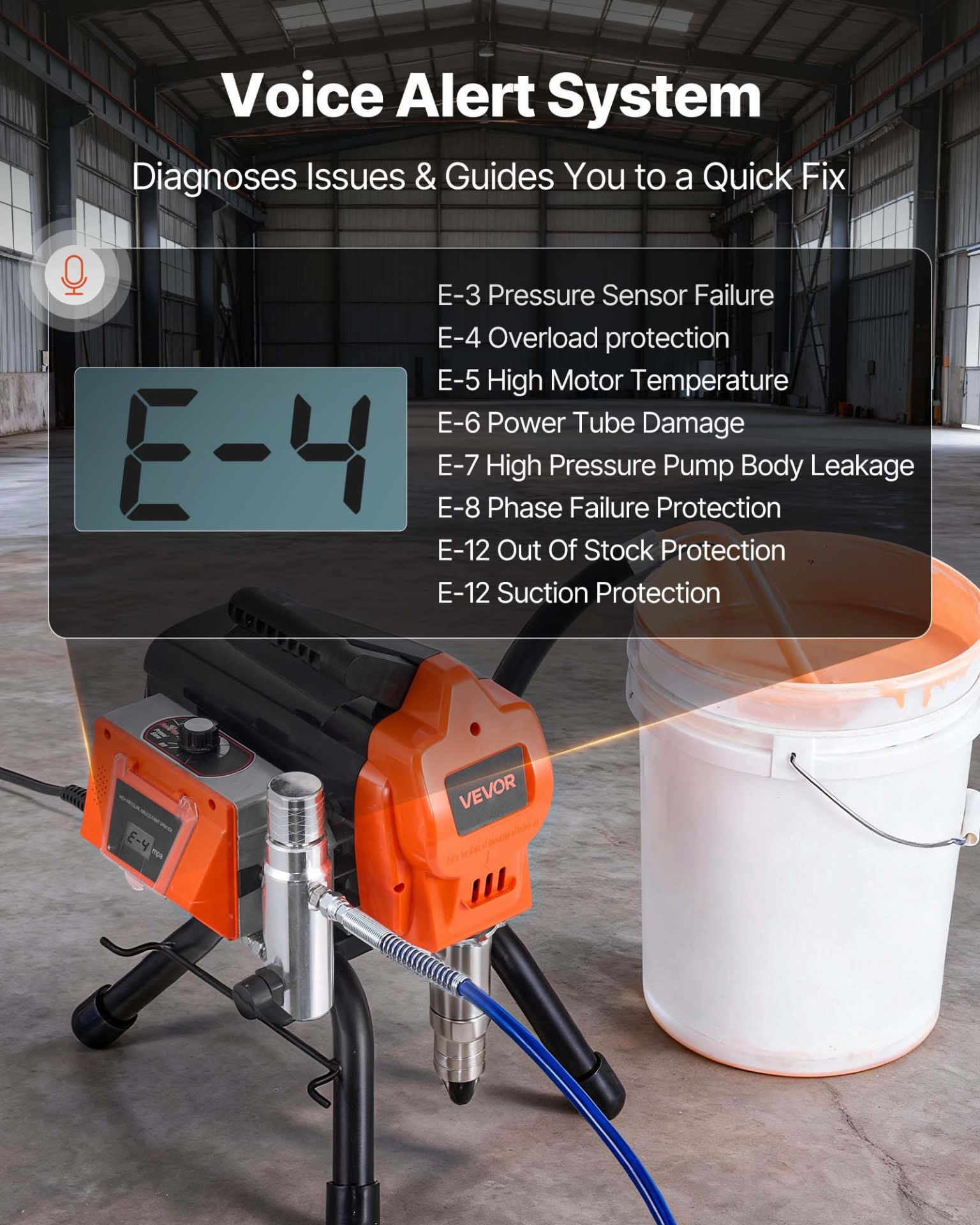 Pulverizador de pintura sin aire con soporte, 3300 PSI | VEVOR