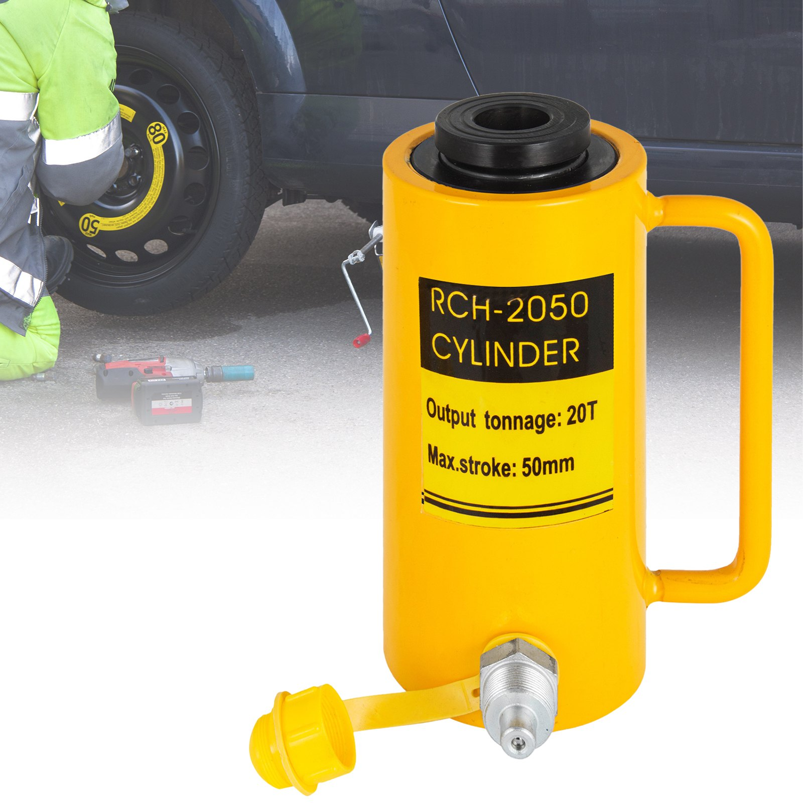 Cilindro hidráulico de acción simple hueco de 20T | VEVOR