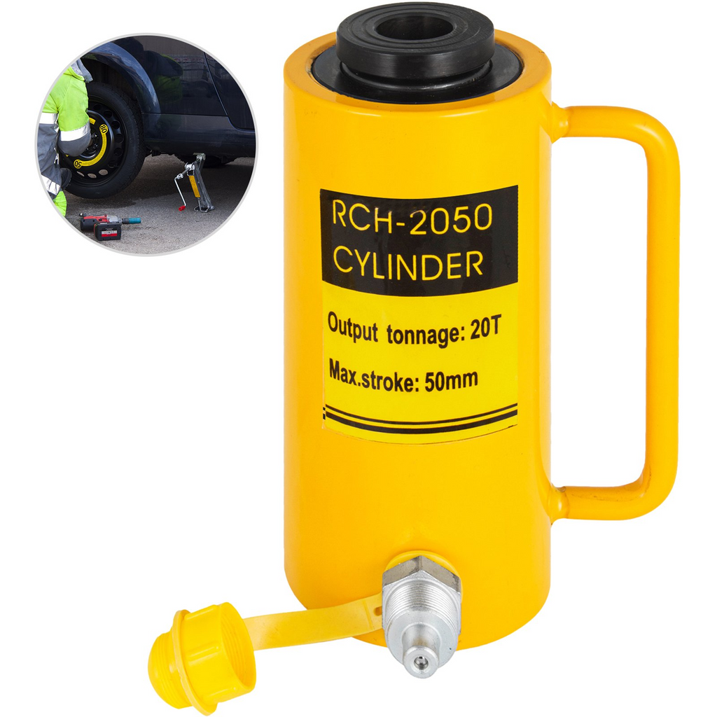 Cilindro hidráulico de acción simple hueco de 20T | VEVOR