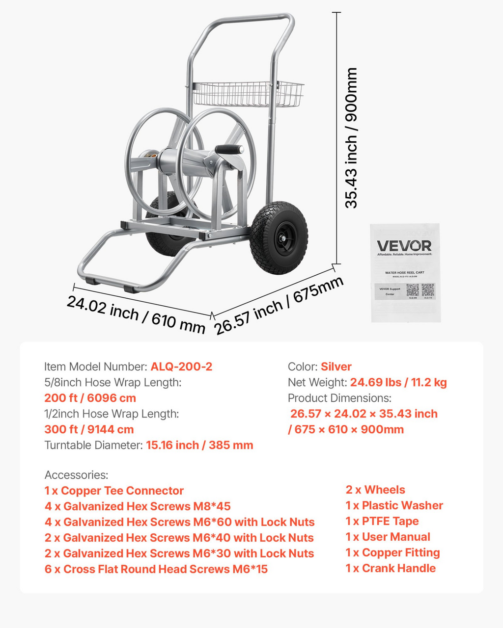Carro portamangueras | VEVOR