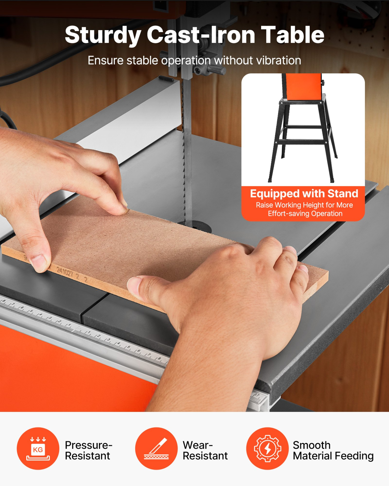 Sierra de cinta con soporte, 10 pulgadas, 373 W | VEVOR