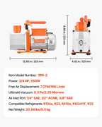 Bomba de vacío, 7 CFM, 3/4 HP, para R134a, R22