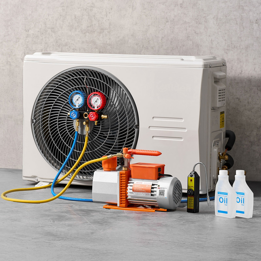 Bomba de vacío y manómetro AC, 7 CFM 3/4 HP | VEVOR