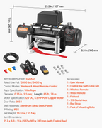 Cabrestante eléctrico, capacidad de carga de 12000 lbs, 12 V | VEVOR
