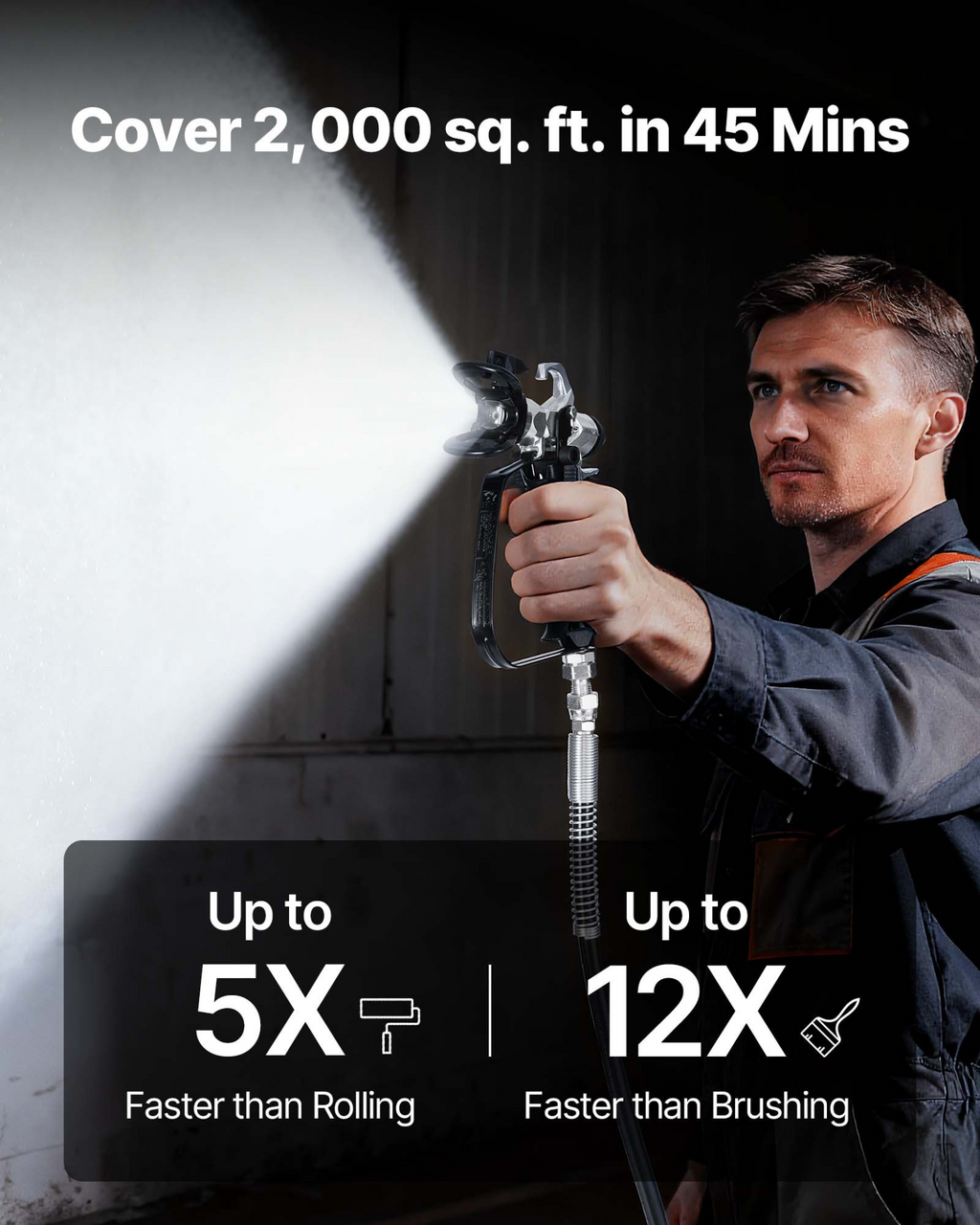 Pulverizador de pintura sin aire con soporte, 3000 PSI | VEVOR