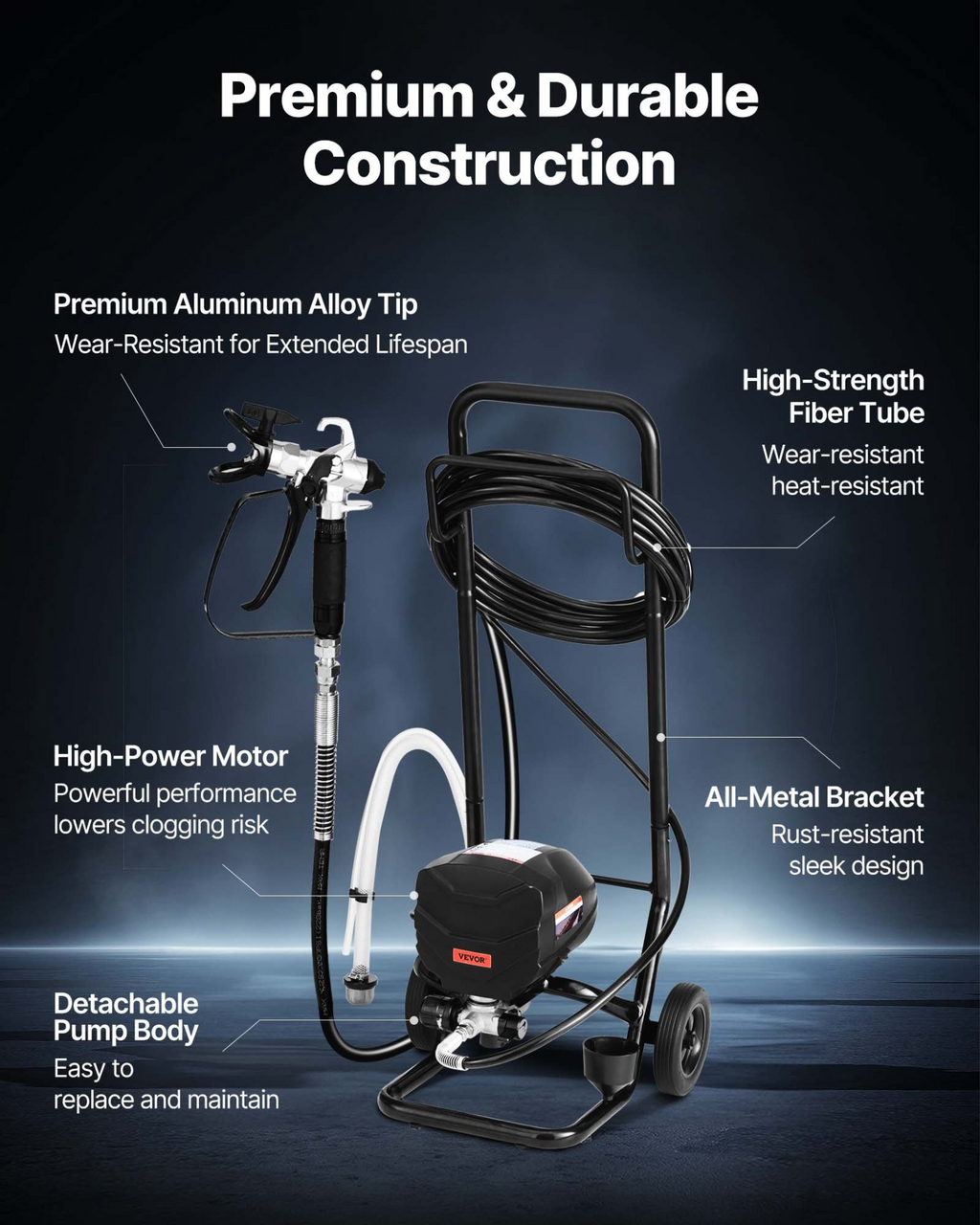 Pulverizador de pintura sin aire con soporte, 3000 PSI | VEVOR