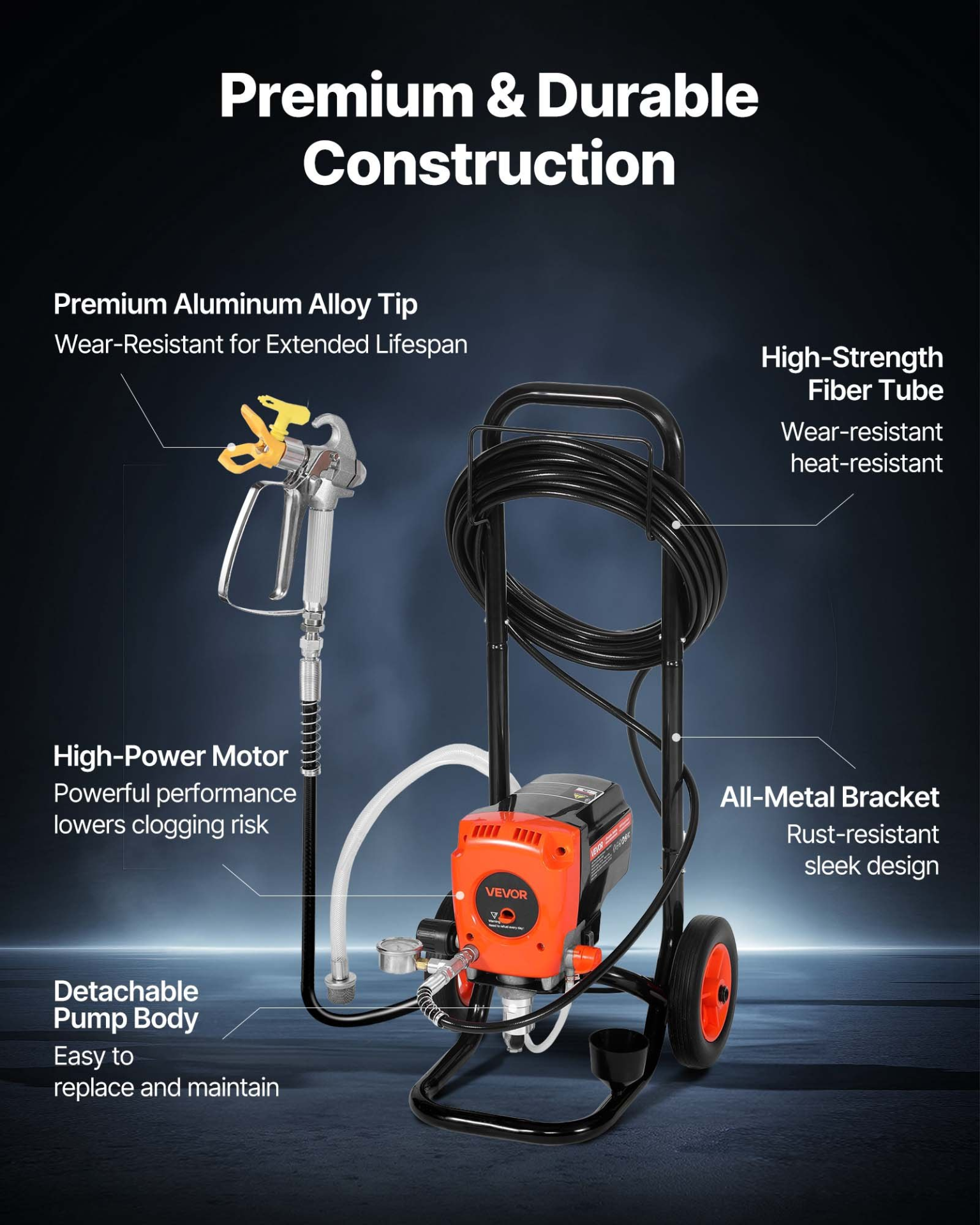 Pulverizador de pintura sin aire con soporte, 900 W | VEVOR