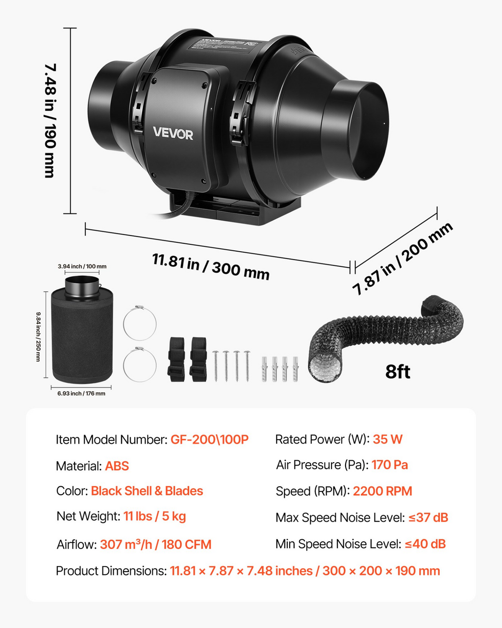 Kit de filtración de aire de 4" | VEVOR