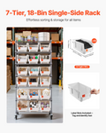 7-Tier Rolling Bin Storage Rack, 18 Organizer Bins | VEVOR