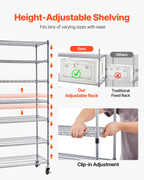 7-Tier Rolling Bin Storage Rack, 18 Organizer Bins | VEVOR