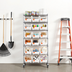 7-Tier Rolling Bin Storage Rack, 18 Organizer Bins | VEVOR
