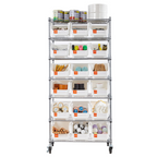 7-Tier Rolling Bin Storage Rack, 18 Organizer Bins | VEVOR