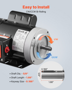 Motor eléctrico de 0, 5 HP | VEVOR