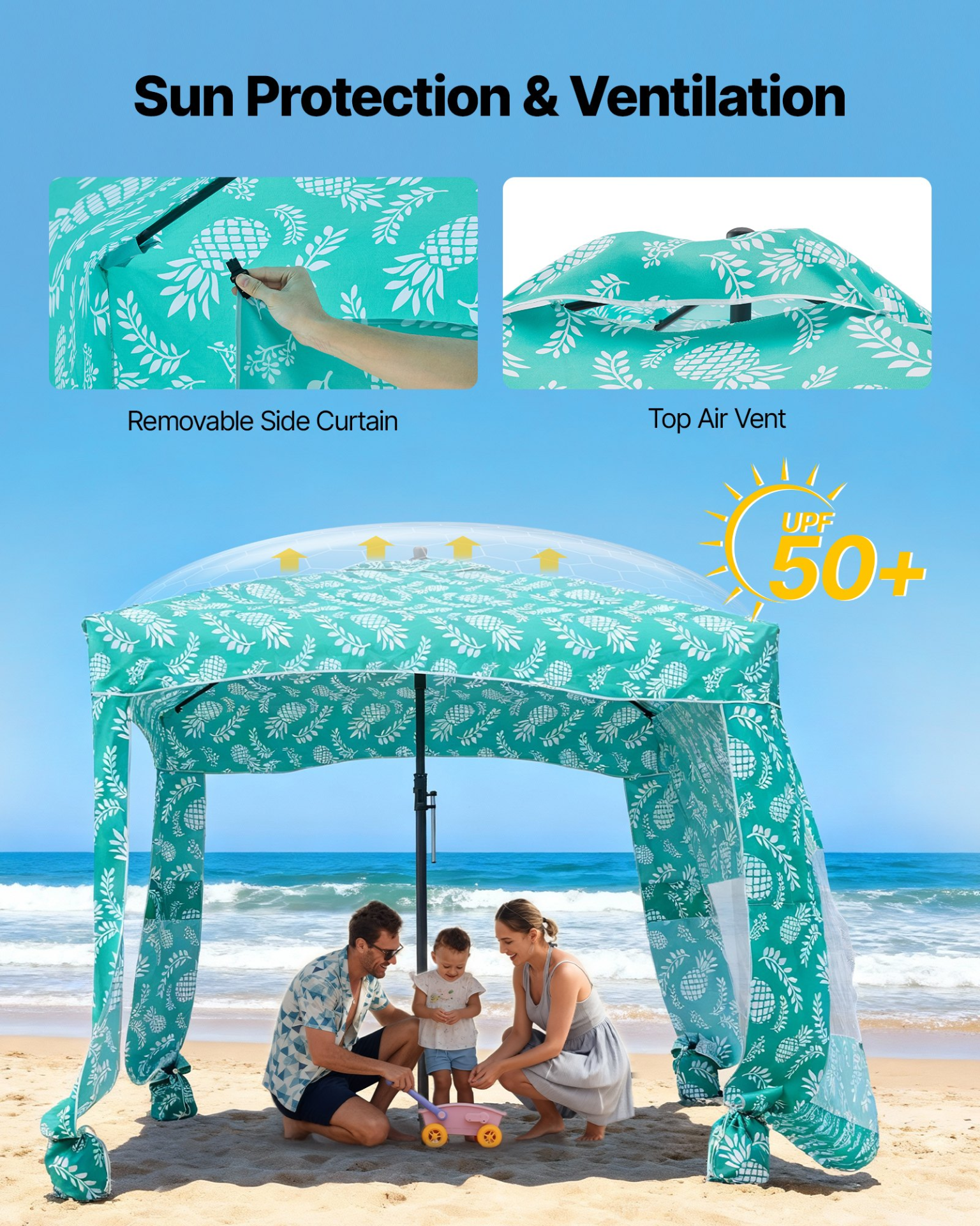 Cabaña de playa, toldo de playa de 1, 8 x | VEVOR