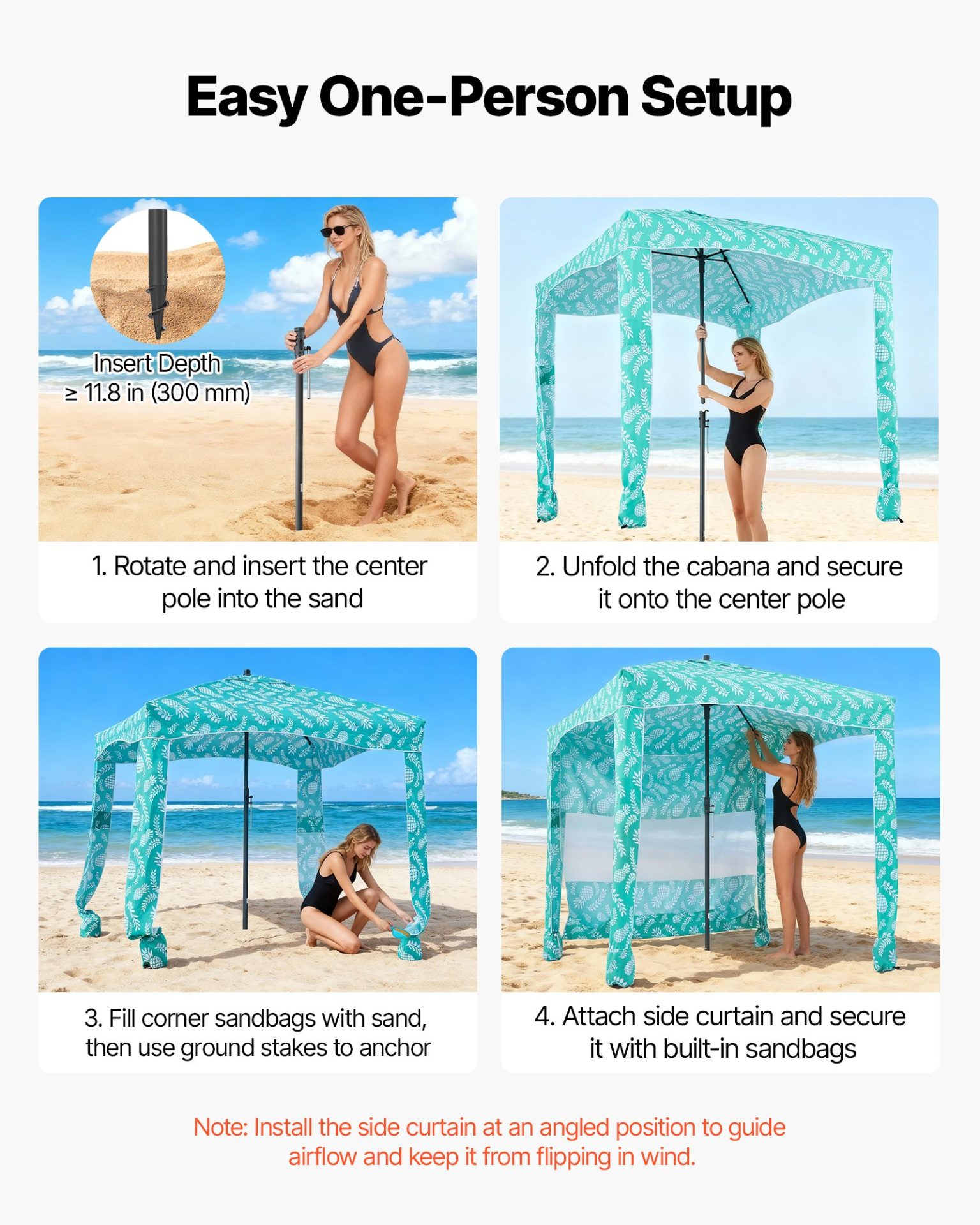Cabaña de playa, toldo de playa de 1, 8 x | VEVOR