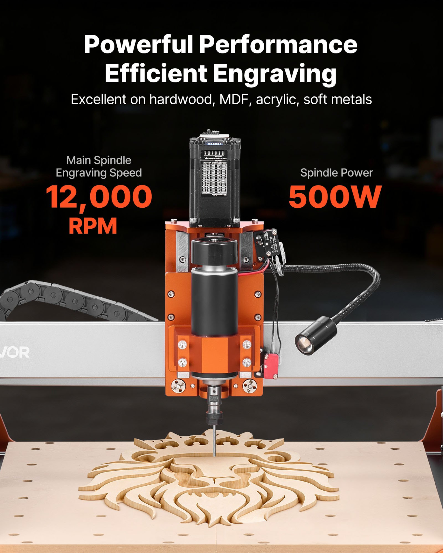 Fresadora CNC, husillo de 500 W, 3,74 pulgadas | VEVOR