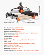 Fresadora CNC, husillo de 500 W, 3,74 pulgadas | VEVOR