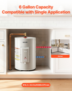 Calentador de agua eléctrico de 6 galones, 1600 W | VEVOR