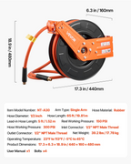 Carrete de manguera de aire retráctil (1/2 pulgada x KQRGJPMGKF | VEVOR
