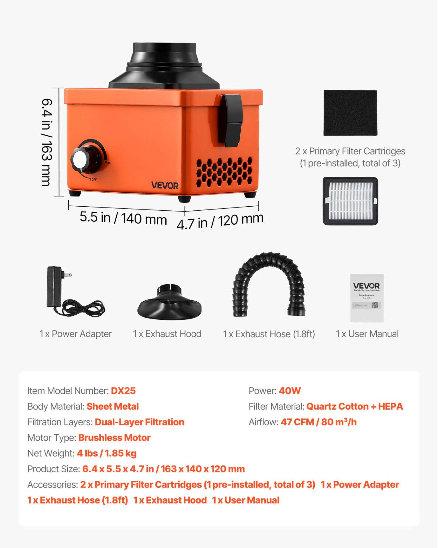 Extractor de humos de soldadura, 40 W | VEVOR