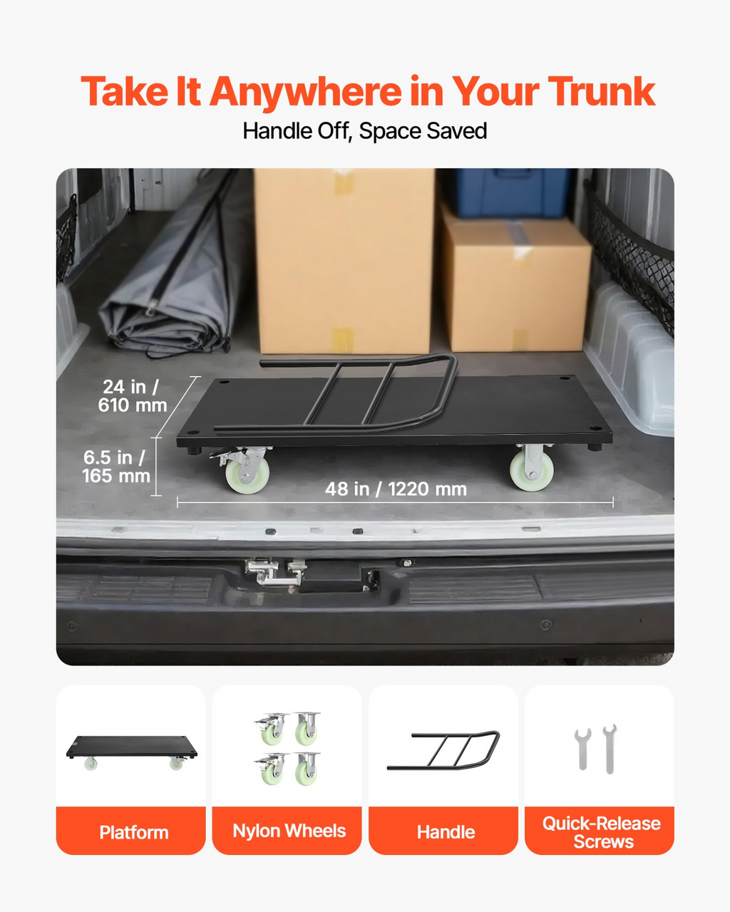 CARRITO de plataforma resistente, capacidad de 2000 lb