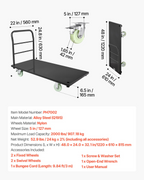 CARRITO de plataforma resistente, capacidad de 2000 lb