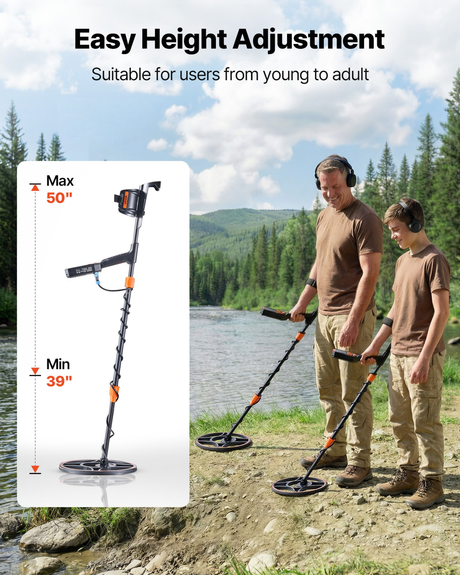 Detector de metales impermeable, 12", 7 modos | VEVOR